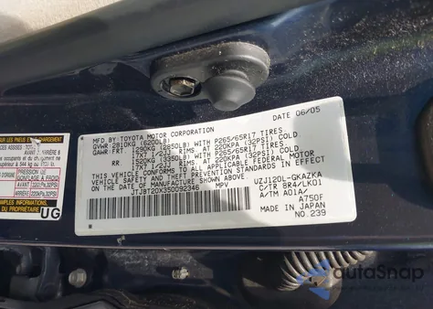 2005 Lexus Gx from USA, damaged, VIN JTJBT20X350092346